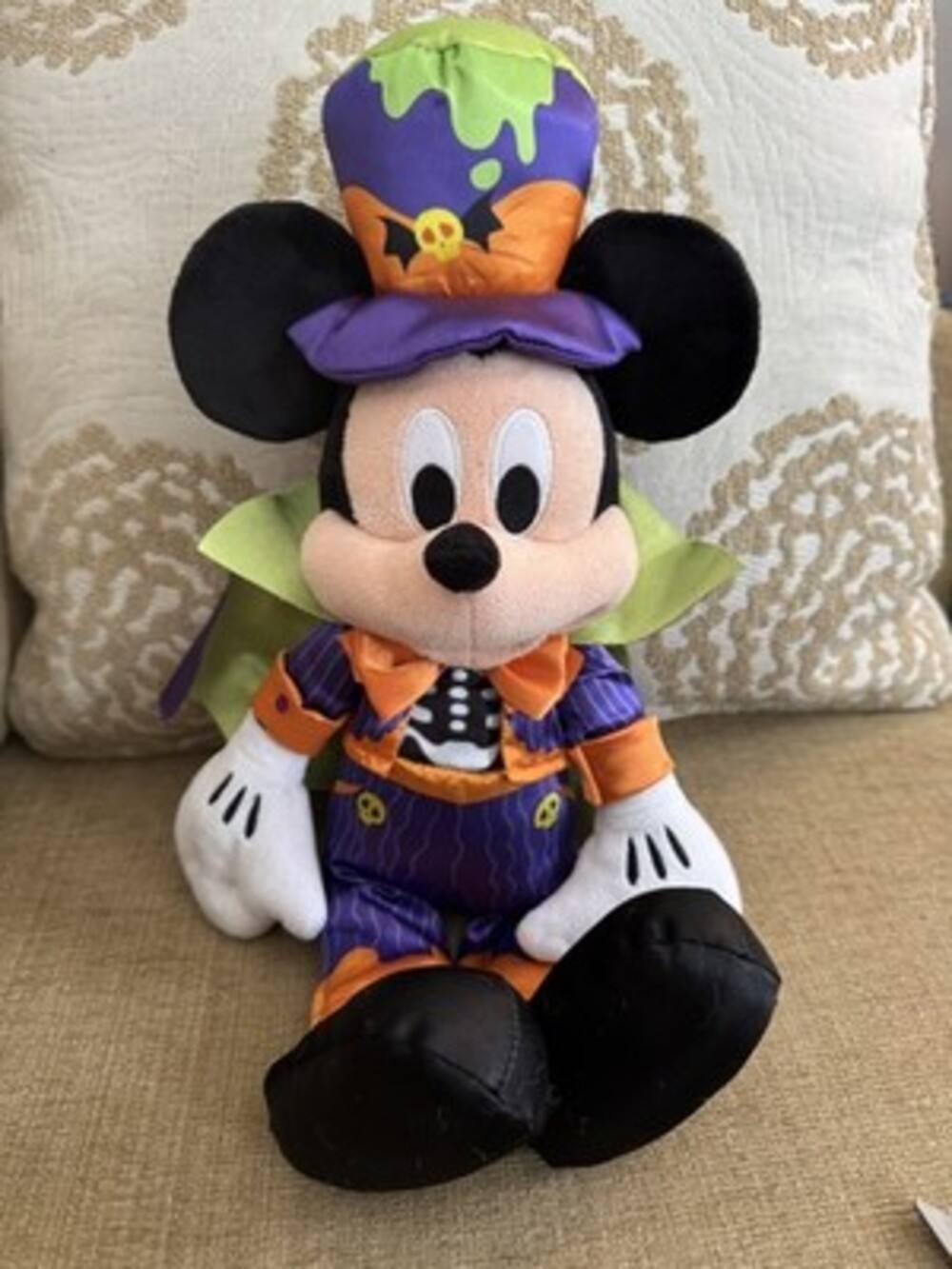 Disney Store Mickey Mouse Skeleton Plush Halloween 15''